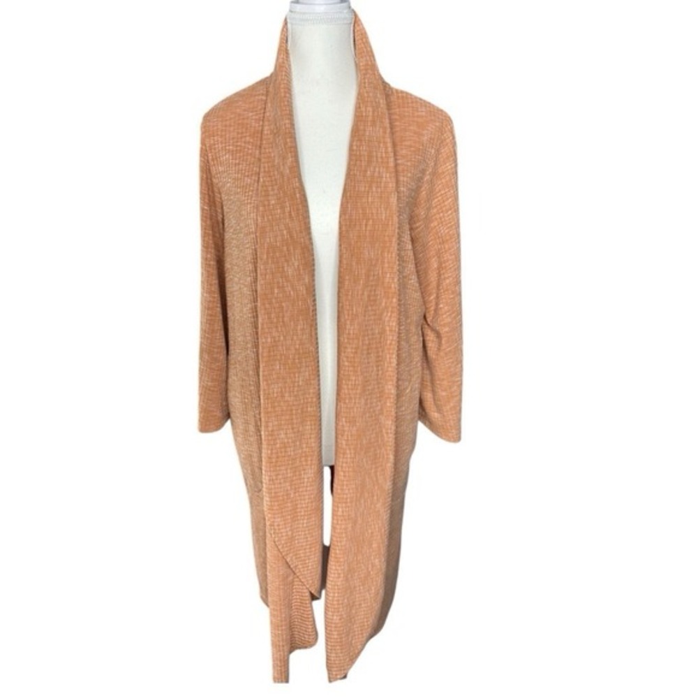 B Collection by Bobeau Womens Orange Ribbed Knit Open Front Duster Cardigan‎ M